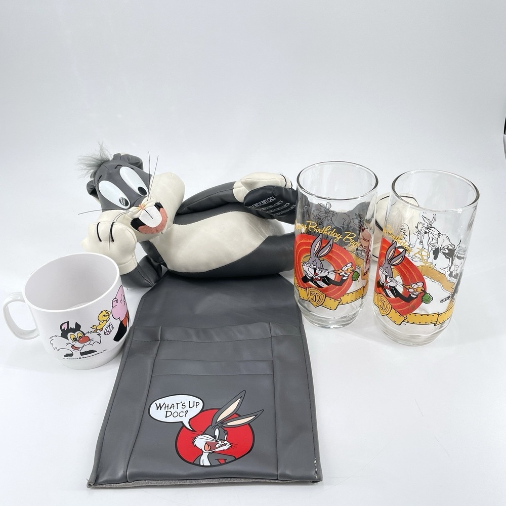 Bugs Bunny Collectible Merchandise Lot Remote Holder Anniversary Glass Mug Gift